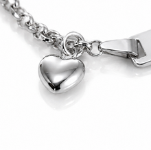Sterling Silver Heart Charm ID Bracelet 17cm