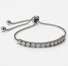Sterling Silver Moissanite Half Tennis Slider Bracelet