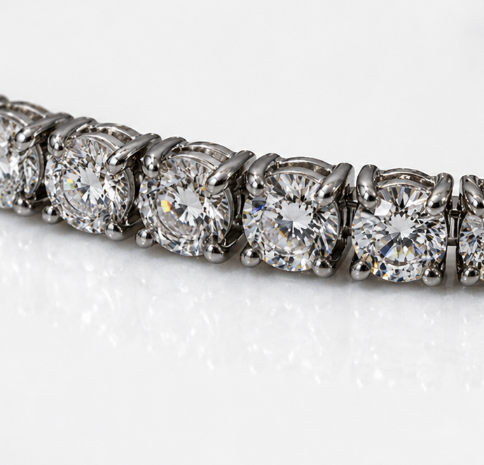 Sterling Silver Moissanite Half Tennis Slider Bracelet
