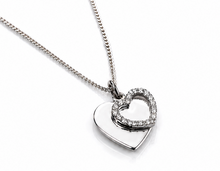 Sterling Silver Cubic Zirconia Double Heart Pendant with 41–46cm Chain
