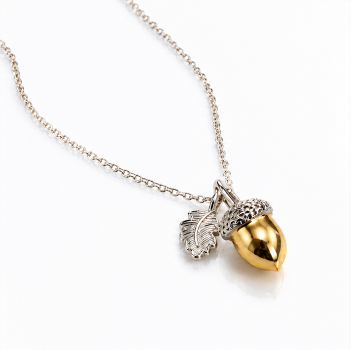 Laura Ashley Broadoak Two-Tone Silver Acorn Necklace
