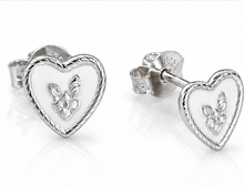Laura Ashley Spring Posy Sterling Silver Heart Stud Earrings