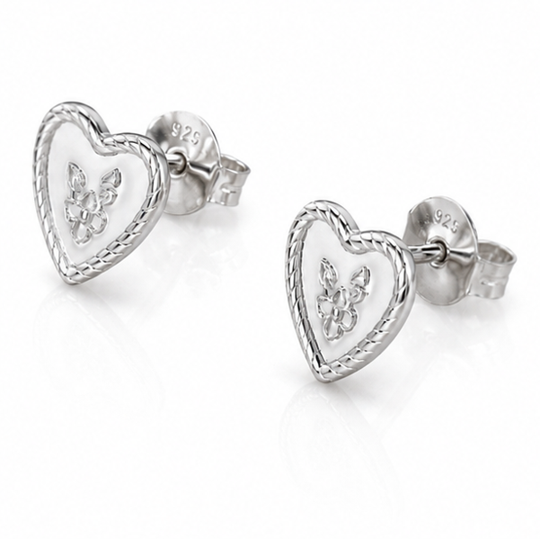 Laura Ashley Spring Posy Sterling Silver Heart Stud Earrings