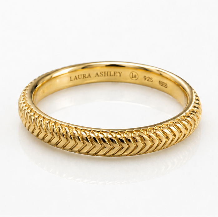 Laura Ashley Gold Plated Silver Basket Weave Band Ring