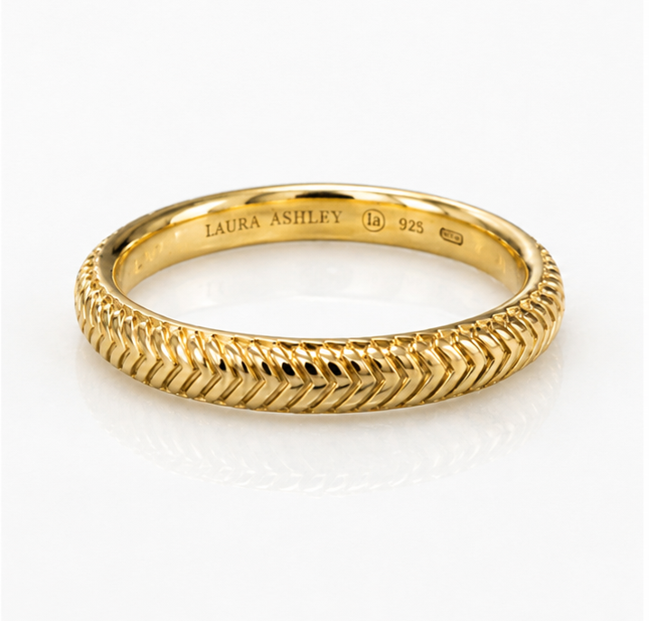 Laura Ashley Gold Plated Silver Basket Weave Band Ring