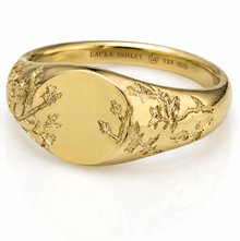 Laura Ashley Gold Plated Silver Farlington Flowers Signet Ring