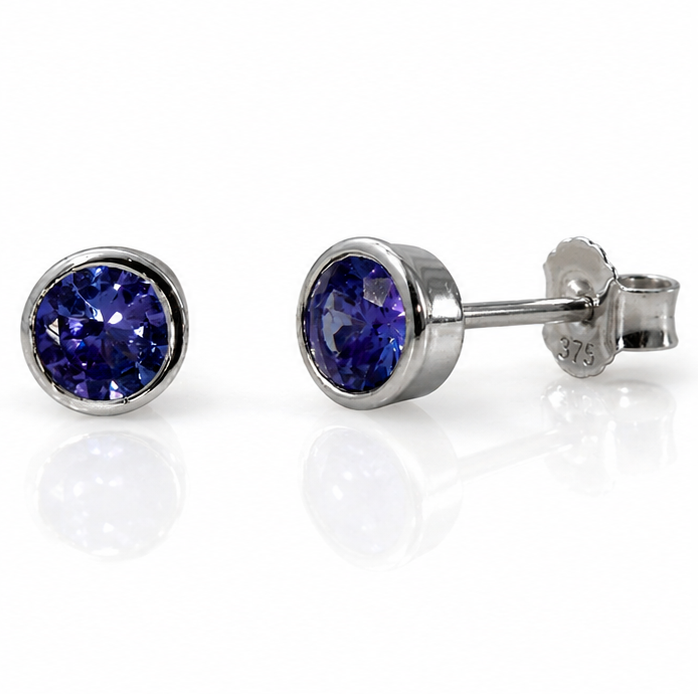 9ct White Gold 0.30ct Citrine Rubover Stud Earrings