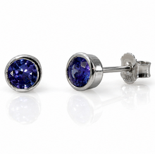9ct White Gold 0.30ct Citrine Rubover Stud Earrings