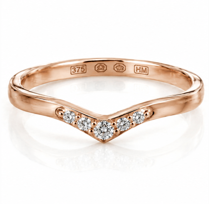 Rose Gold 0.12ct Five-Stone Shaped Diamond Wedding Ring