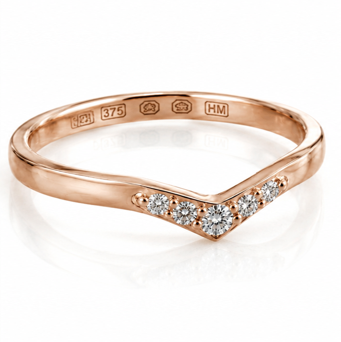 Rose Gold 0.12ct Five-Stone Shaped Diamond Wedding Ring