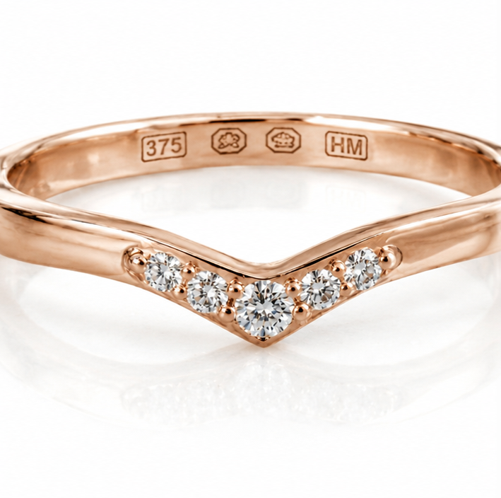 Rose Gold 0.12ct Five-Stone Shaped Diamond Wedding Ring