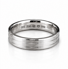 950 Platinum Double Groove Men’s Ring - 4mm