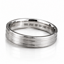 950 Platinum Double Groove Men’s Ring - 4mm