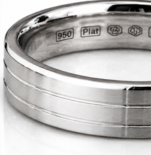 950 Platinum Double Groove Men’s Ring - 4mm