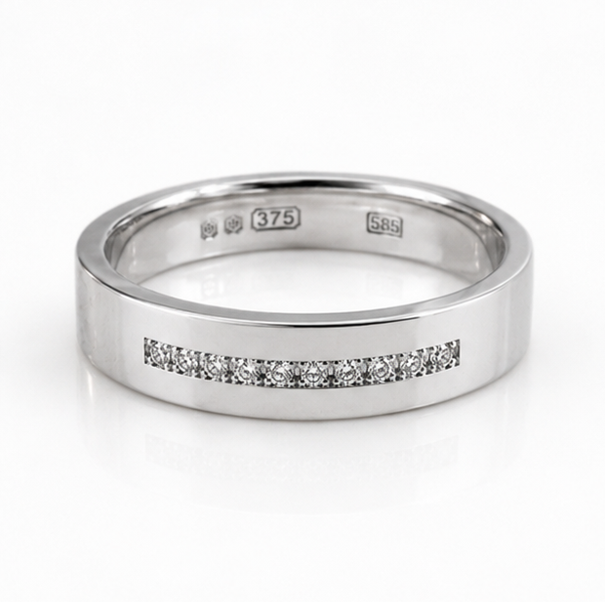White Gold 0.17ct Natural Diamond Wedding Ring - 6mm