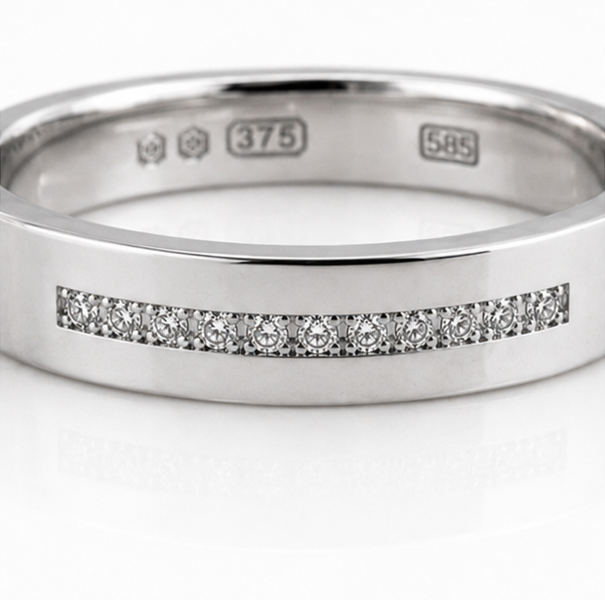 White Gold 0.17ct Natural Diamond Wedding Ring - 6mm