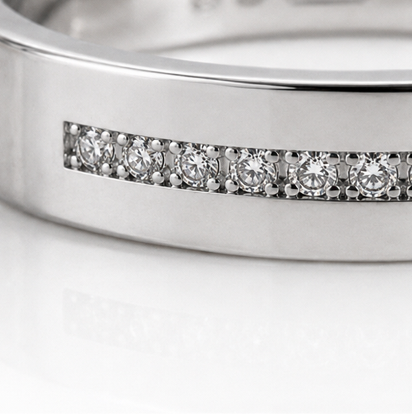 White Gold 0.17ct Natural Diamond Wedding Ring - 6mm