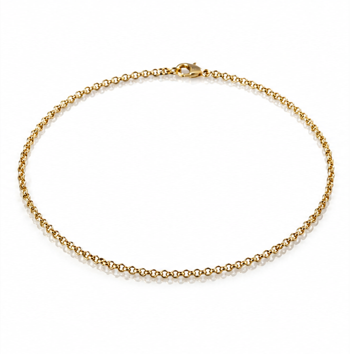 9ct Yellow Gold Round Belcher Chain Anklet 10 Inch