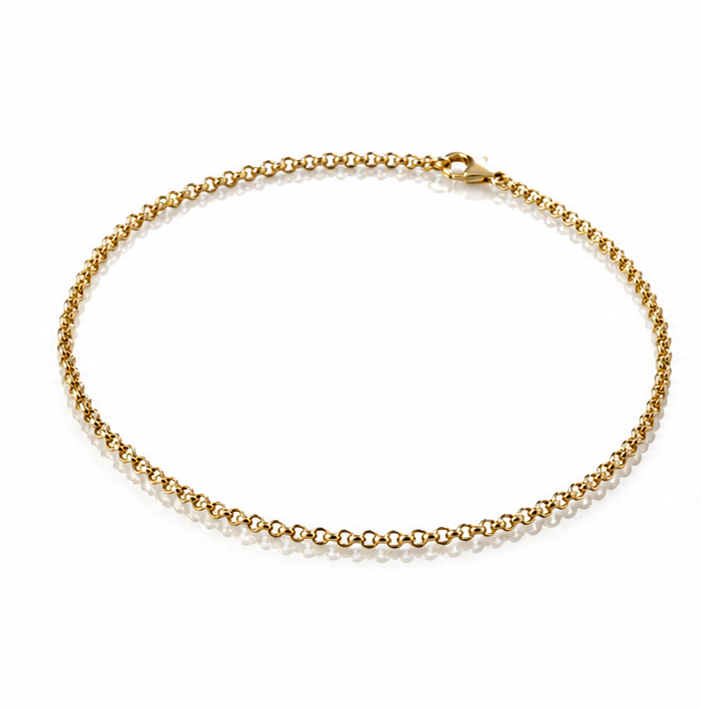 9ct Yellow Gold Round Belcher Chain Anklet 10 Inch