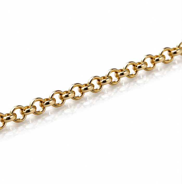 9ct Yellow Gold Round Belcher Chain Anklet 10 Inch