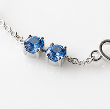 Sterling Silver Blue Crystal and Heart Anklet