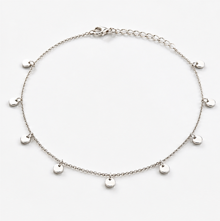 Sterling Silver Mini Disc Anklet 23–25cm
