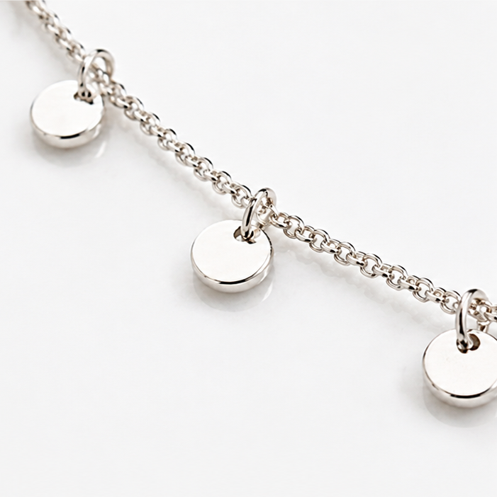 Sterling Silver Mini Disc Anklet 23–25cm