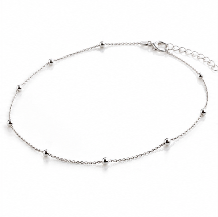 Sterling Silver Ball and Trace Chain Anklet 23–26cm