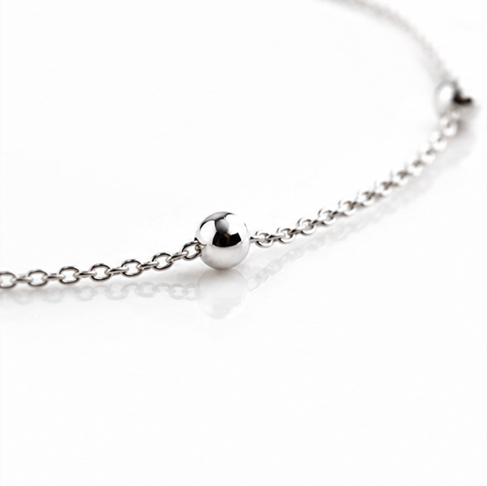 Sterling Silver Ball and Trace Chain Anklet 23–26cm