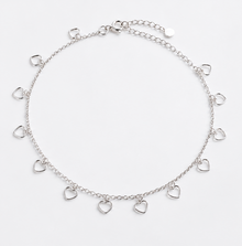 Sterling Silver Multi Heart Anklet 23–28cm