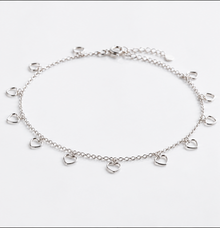 Sterling Silver Multi Heart Anklet 23–28cm