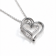 Diamonfire Sterling Silver Zirconia Interlocking Hearts Necklace