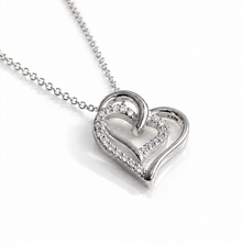 Diamonfire Sterling Silver Zirconia Interlocking Hearts Necklace