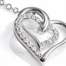 Diamonfire Sterling Silver Zirconia Interlocking Hearts Necklace