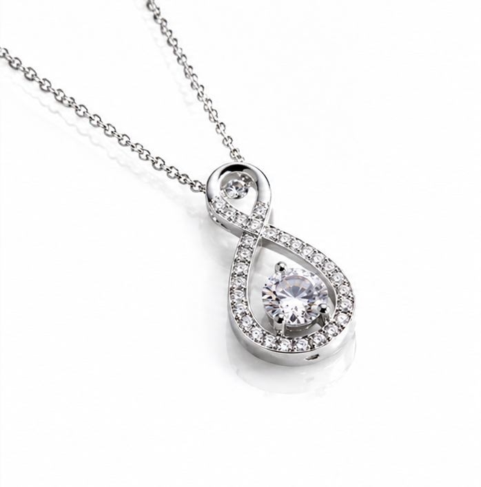 Diamonfire Sterling Silver 2ct Zirconia Infinity Necklace