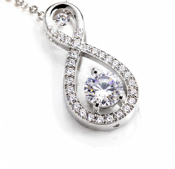 Diamonfire Sterling Silver 2ct Zirconia Infinity Necklace