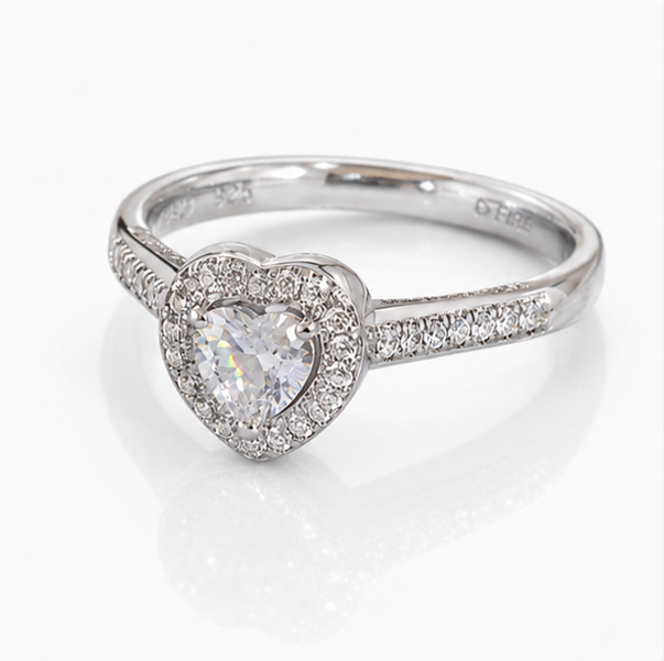 Diamonfire Sterling Silver Cubic Zirconia Heart Halo Ring