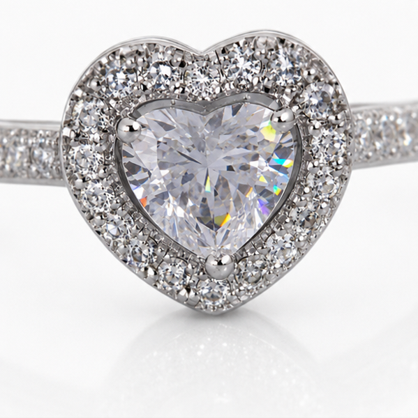Diamonfire Sterling Silver Cubic Zirconia Heart Halo Ring