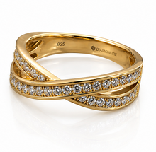 Diamonfire Gold-Plated Silver Cubic Zirconia Crossover Ring
