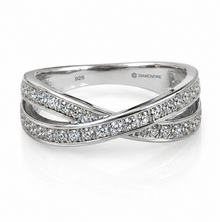 Diamonfire Sterling Silver Cubic Zirconia Crossover Ring