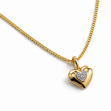 9ct Yellow & White Gold 0.03ct Diamond Heart Necklace