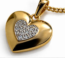 9ct Yellow & White Gold 0.03ct Diamond Heart Necklace