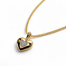 9ct Yellow & White Gold 0.03ct Diamond Heart Necklace