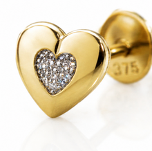 9ct Yellow Gold 0.03ct Diamond Heart Stud Earrings