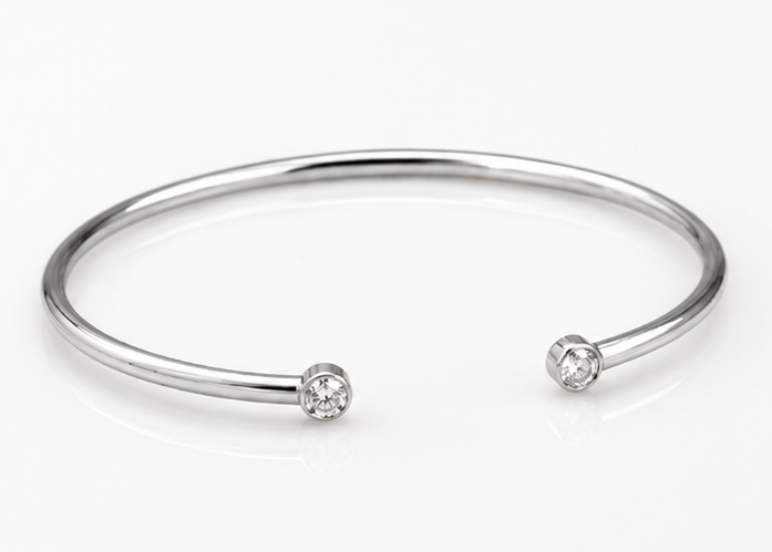 18ct White Gold 0.16ct Diamond Open Bangle Bracelet