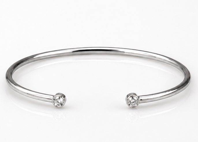18ct White Gold 0.16ct Diamond Open Bangle Bracelet