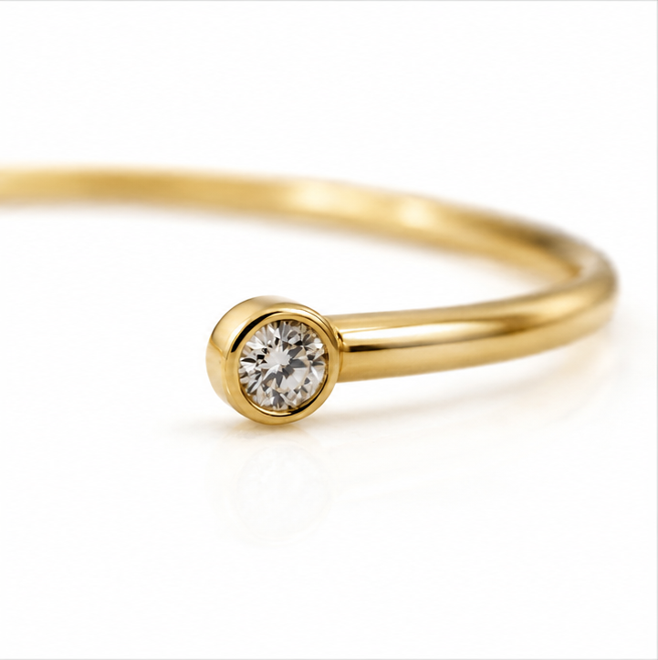 18ct Yellow Gold 0.16ct Diamond Open Bangle Bracelet