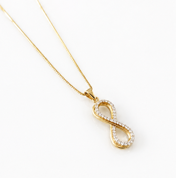 9ct Yellow Gold Cubic Zirconia Infinity Pendant Necklace