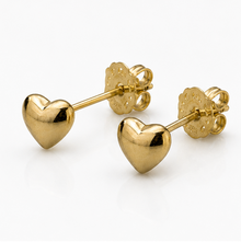 9ct Yellow Gold Heart Stud Earrings