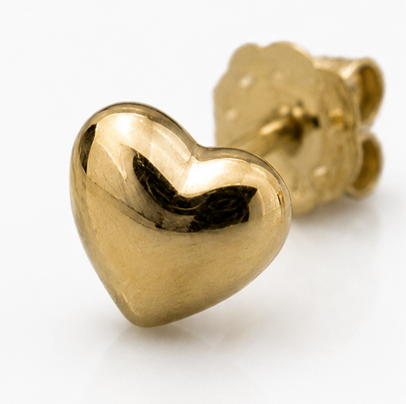 9ct Yellow Gold Heart Stud Earrings